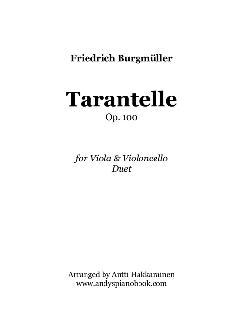Tarantelle Op. 100 - Viola & Cello Duet (Arr. Antti Hakkarainen) - Friedrich Burgmuller (Instrumental Duet)