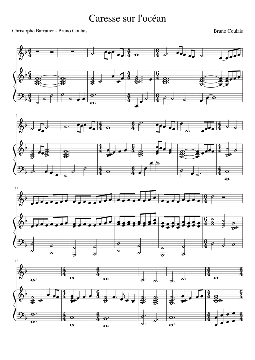 Literatura arbusto Repeler Caresse sur l oc an stem 5 Sheet music for Piano, Vocals (Piano-Voice) |  Musescore.com