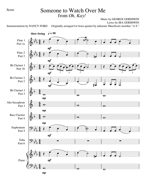 Someone to Watch Over Me – George Gershwin (for wind ensemble)