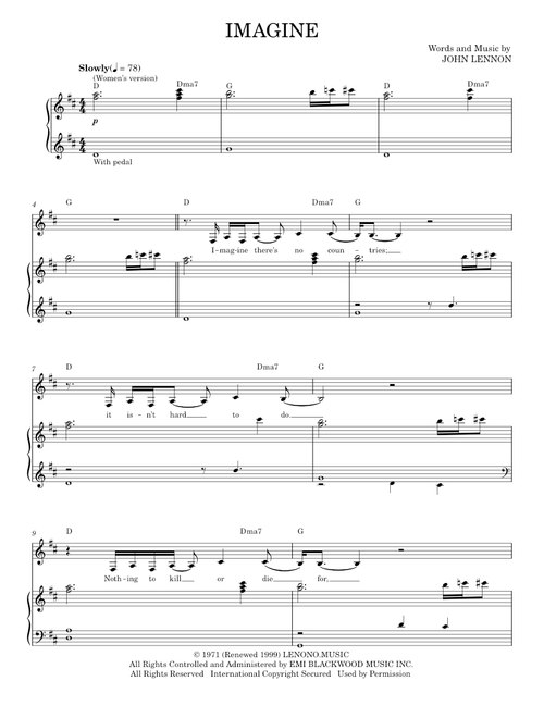 Imagine - Glee TV Series, Glee Cast, John Lennon (Piano Vocal)