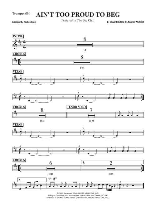Ain't Too Proud To Beg (Arr. Reuben Avery) - The Temptations (Small Ensemble)