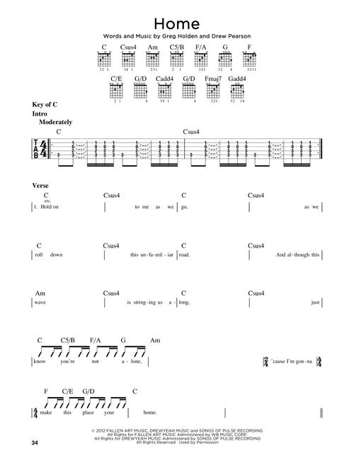 Home - Phillip Phillips (Guitar Lead Sheet)