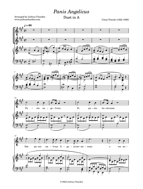 Panis Angelicus in A (accompanied duet) (Arr. Joshua Chandra) - César Franck (Voice Duet and Piano)