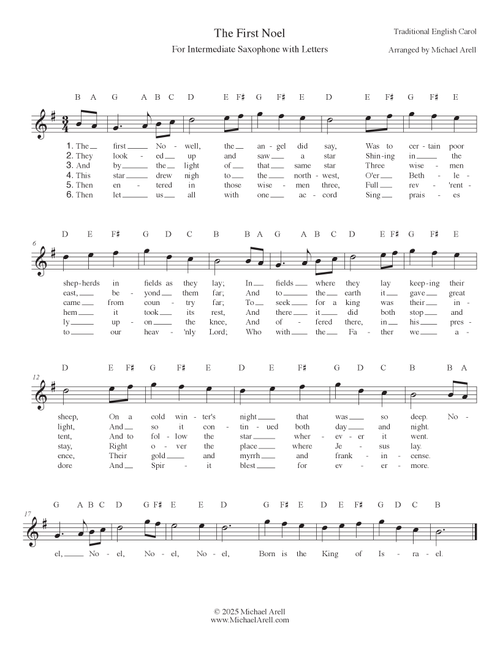 The First Noel for Saxophone (Arr. Michael Arell) - Whitney Houston, tobyMac, Mariah Carey (Alto Sax Solo)