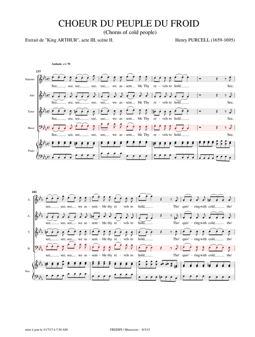 King Arthur, Z.628 - Chorus of cold people (Bass voice) - Henry Purcell