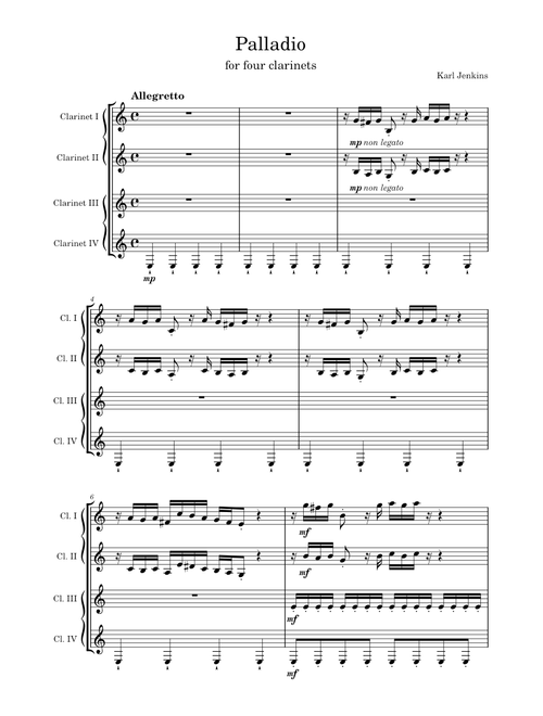 Palladio (for four clarinets) – Karl Jenkins