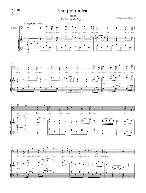 Non più andrai, from "Le Nozze di Figaro"