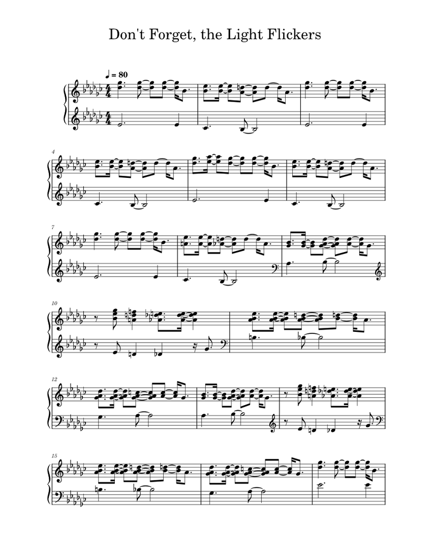 Don't the Light Flickers Sheet music for Piano (Solo
