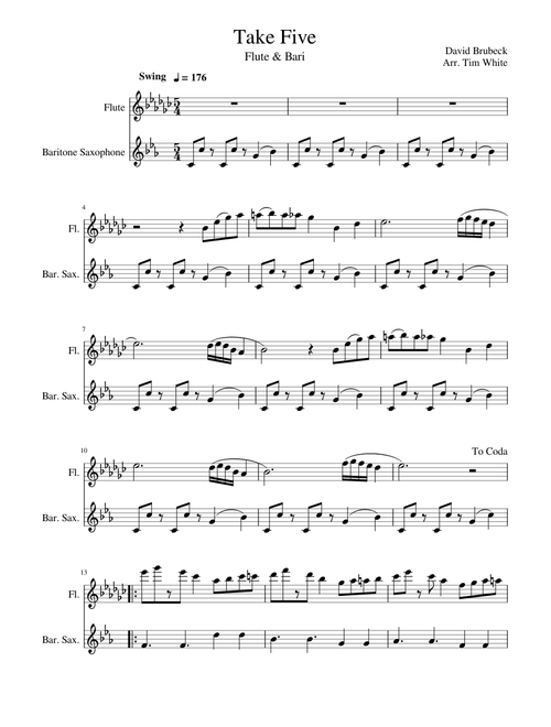 Take Five for Flute and Bari Sax