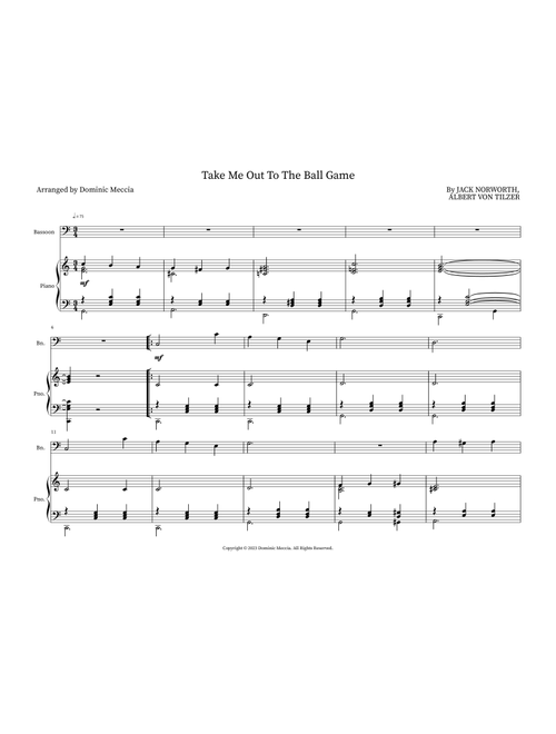 Take Me Out To The Ball Game (Arr. Dominic Meccia) - Albert von Tilzer (Instrumental Duet)