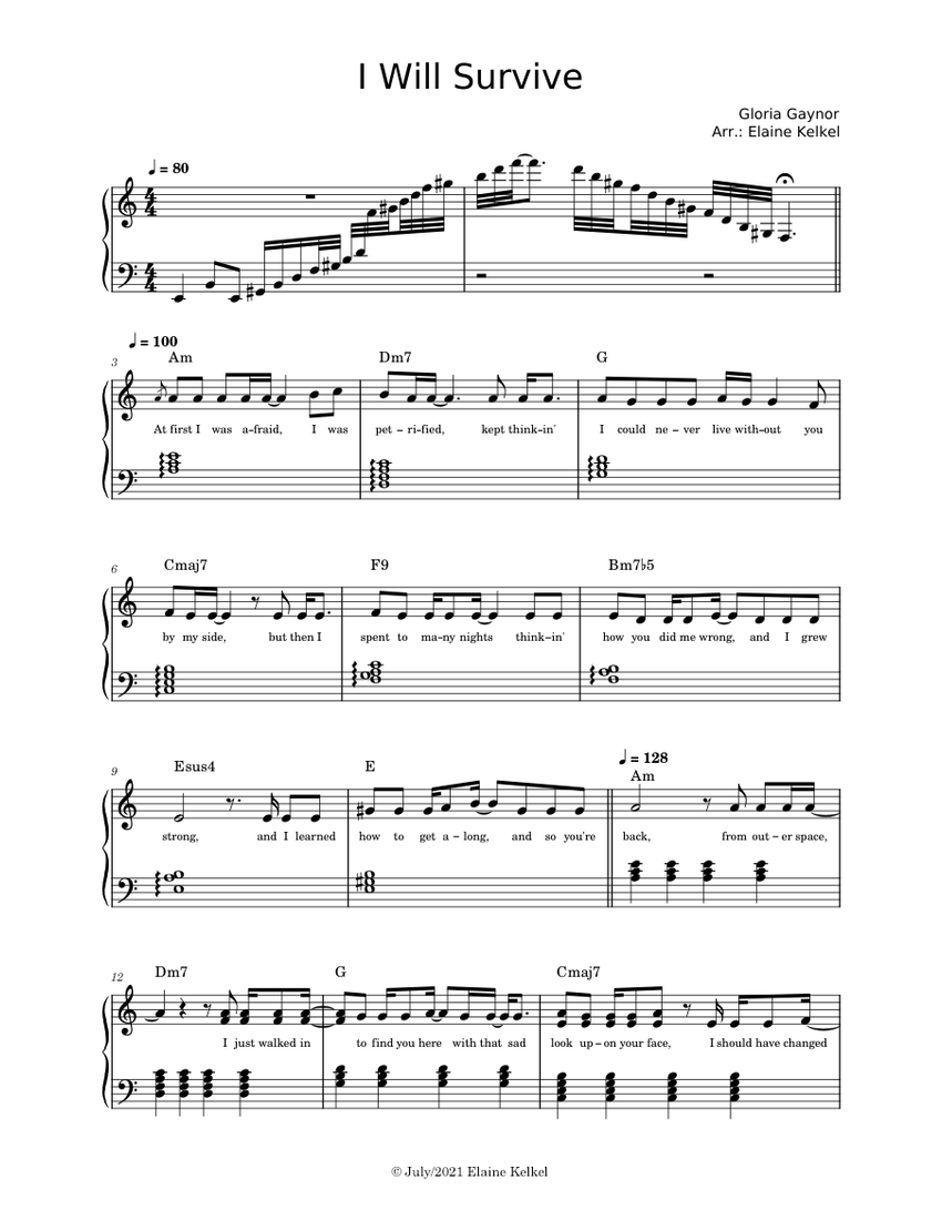 I Will Survive - Gloria Gaynor (solo piano) Sheet music for Piano 