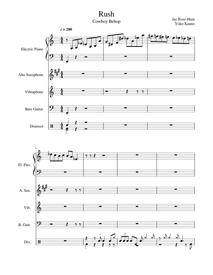 NY Rush Sheet music for Piano, Saxophone alto, Vibraphone