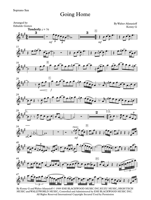 Going Home (Arr. Ednaldo Gomes) - Kenny G (Soprano Sax Solo)