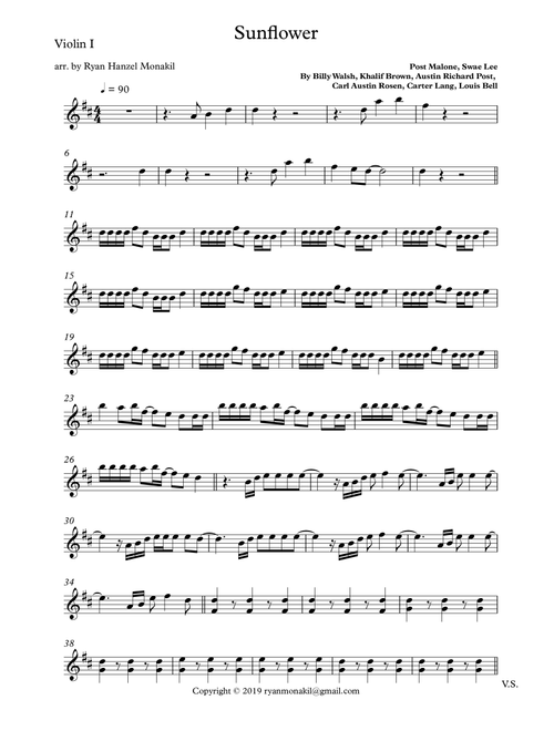 Sunflower (Arr. Ryan Hanzel Monakil) - Post Malone & Swae Lee (String Quartet)