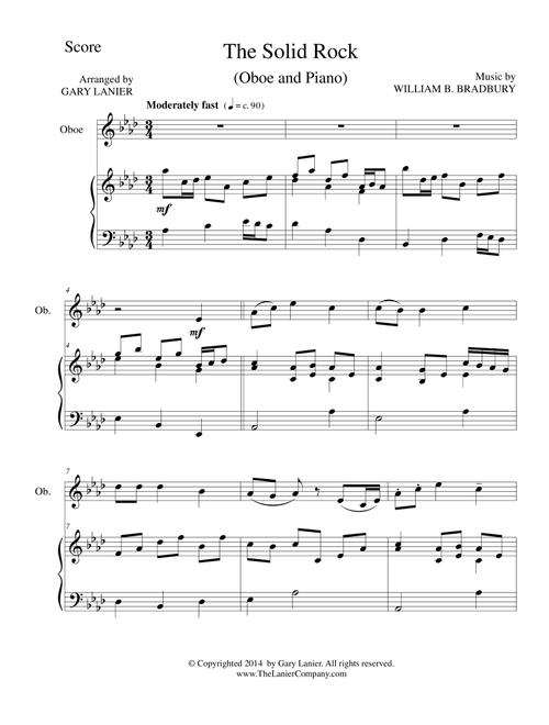 THE SOLID ROCK (Oboe/Piano and Oboe Part) (Arr. Gary Lanier) - William B Bradbury (Oboe and Piano)