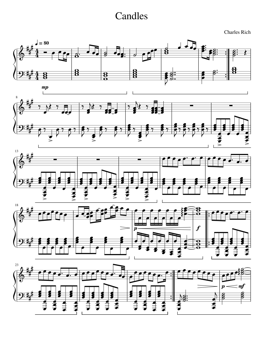Candles Sheet Music for Piano (Solo) | MuseScore.com