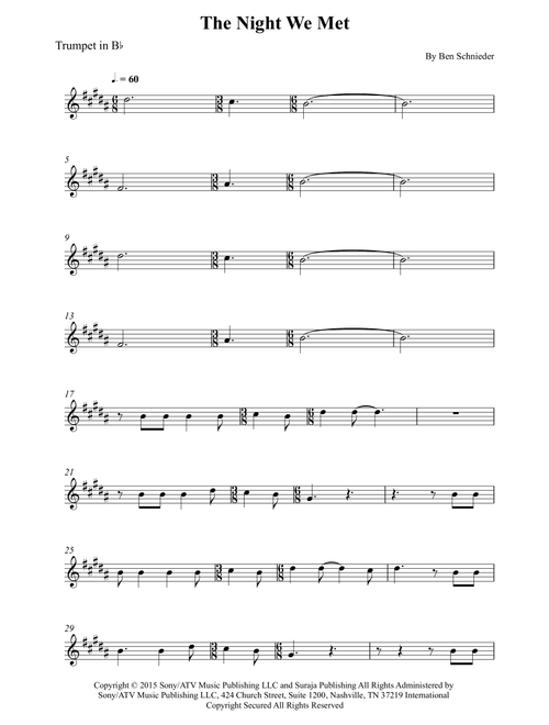 The Night We Met (Arr. Wesley S. SIlva) - Lord Huron (Trumpet Solo)