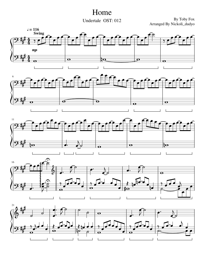 Home -- Undertale OST 012 Sheet music for Piano (Solo) Easy | Musescore.com