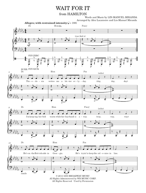 Wait For It (from Hamilton) - Lin-Manuel Miranda (Piano Vocal)