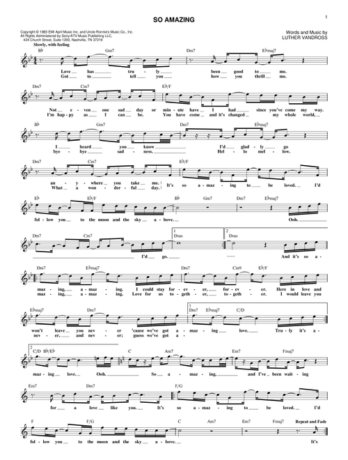 So Amazing - Luther Vandross (Lead Sheet - Fake Book)
