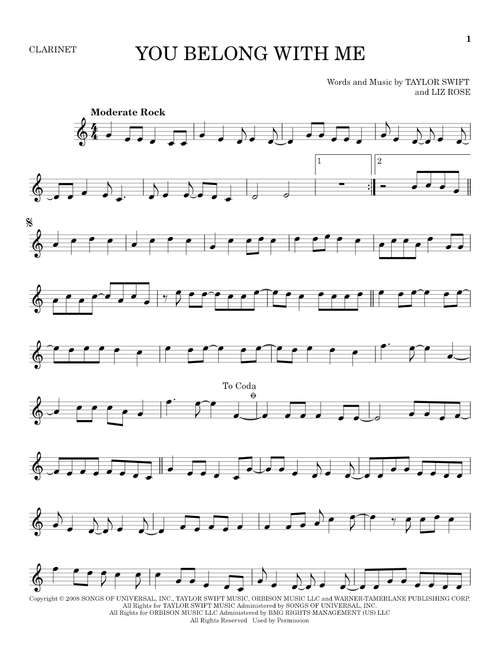 You Belong With Me - Taylor Swift (Clarinet Solo)