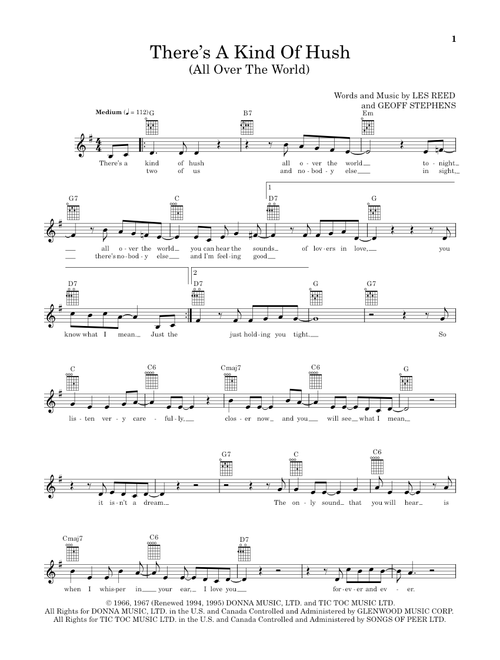 There's A Kind Of Hush (All Over The World) (from The Daily Ukulele) (arr. Liz and Jim Beloff) - Herman's Hermits, The Carpenters (Ukulele)