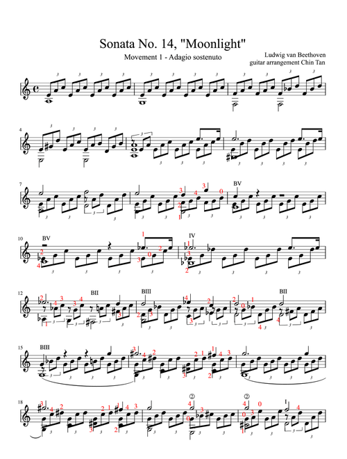 Moonlight Sonata - 1st movement (Arr. Chin Tan) - Ludwig v Beethoven (Solo Guitar)