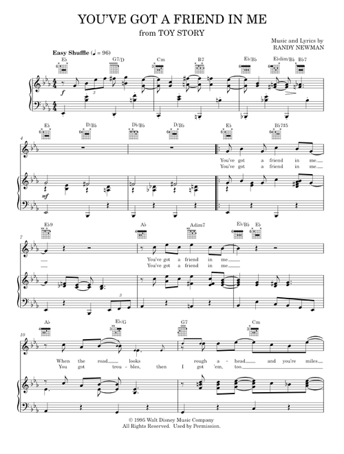 You've Got A Friend In Me (from Toy Story) - Lyle Lovett, Randy Newman, Randy Newman and Lyle Lovett (Piano-Vocal-Guitar)