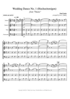 Wedding Dance Sheet Music for Piano, Violin, Viola, Cello Wedding Dance Sheet Music for Piano, Violin, Viola, Cello