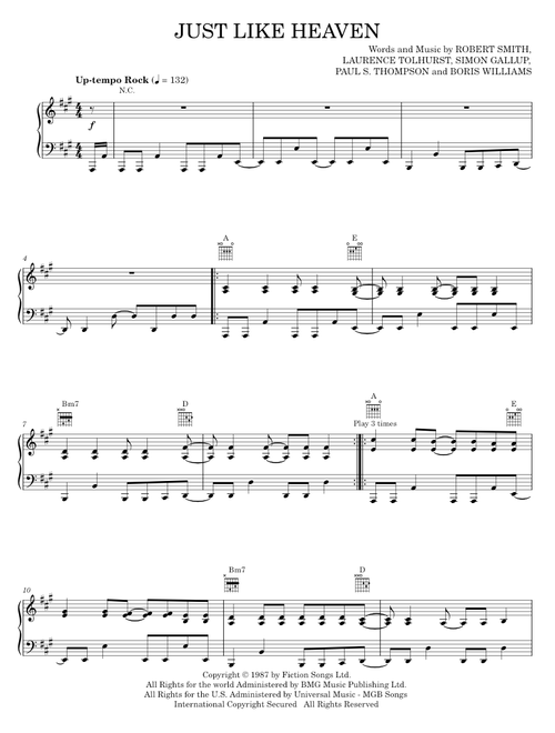 Just like heaven - The Cure (Piano-Vocal-Guitar)