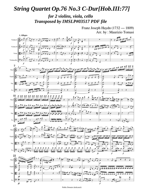 Haydn, J. _ String Quartet Op.76 No.3 C-Dur [Emperor]