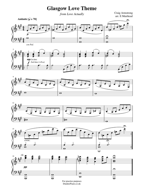 Glasgow Love Theme from Love Actually - solo piano
