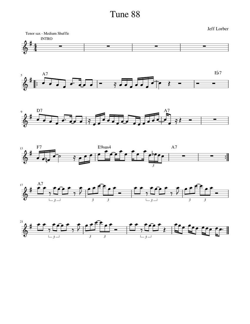 tune 88 Sheet Music with Chords for Piano (Solo) Easy