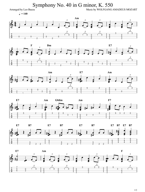 Symphony No. 40 in G minor, K. 550 (Arr. Leo Baeza) - Wolfgang Amadeus Mozart (Ukulele)