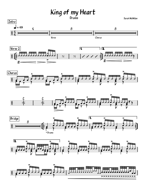 King of my Heart - Sarah McMilan (drums)