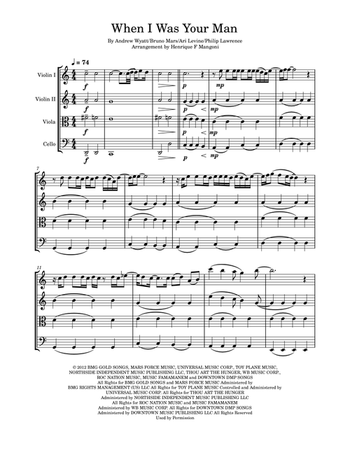 When I Was Your Man (Arr. Henrique F Mangoni) - Bruno Mars (String Quartet)