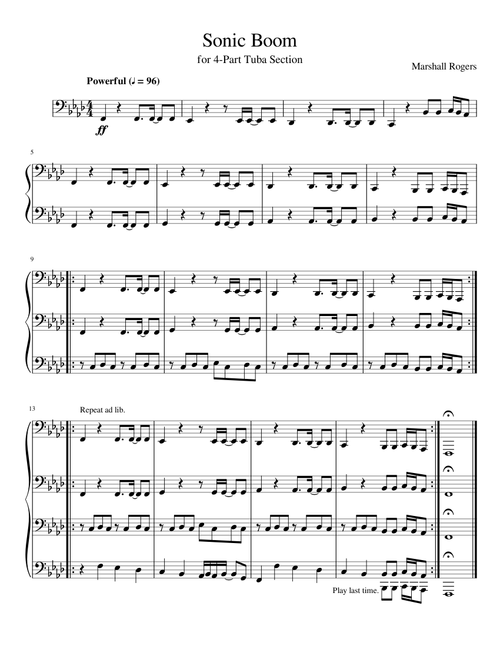 Tuba - Sonic Boom for 4-Part Tuba Section