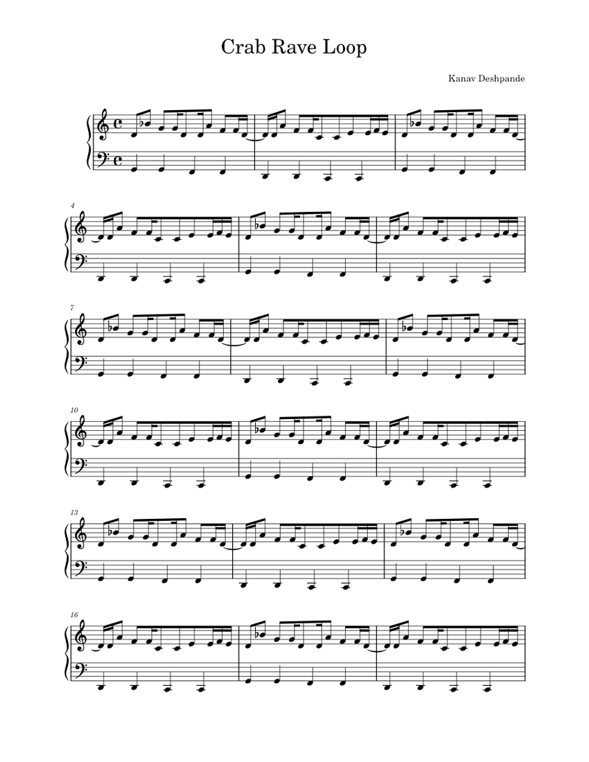 Crab rave – Noisestorm Sheet Music for Piano (Solo) easy | MuseScore.com