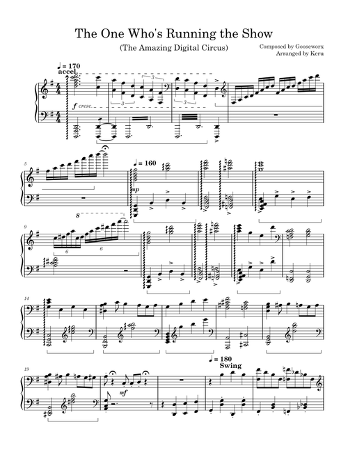 The One Who's Running The Show (The Amazing Digital Circus) | Advanced Piano