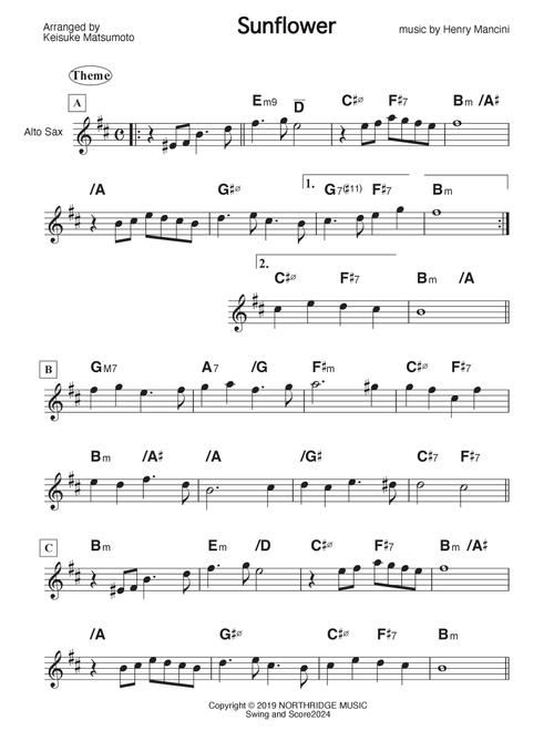 Sunflower (Arr. Keisuke Matsumoto) - Henry Mancini, Royal Philharmo (Alto Sax Solo)
