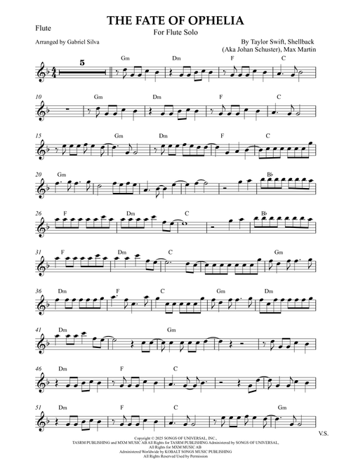 The Fate Of Ophelia (Arr. Gabriel Silva) - Taylor Swift (Flute Solo)