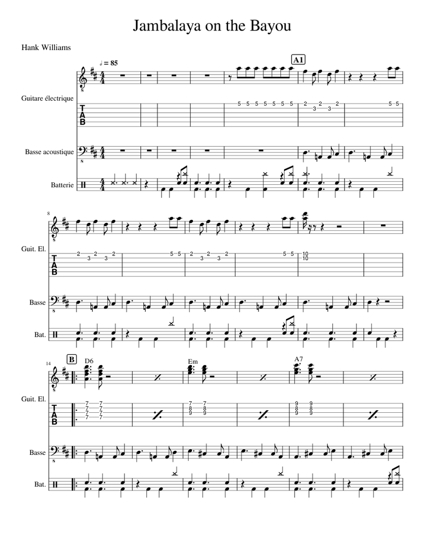 exo guit JAMBALAYA Sheet music for Guitar, Bass guitar, Drum group
