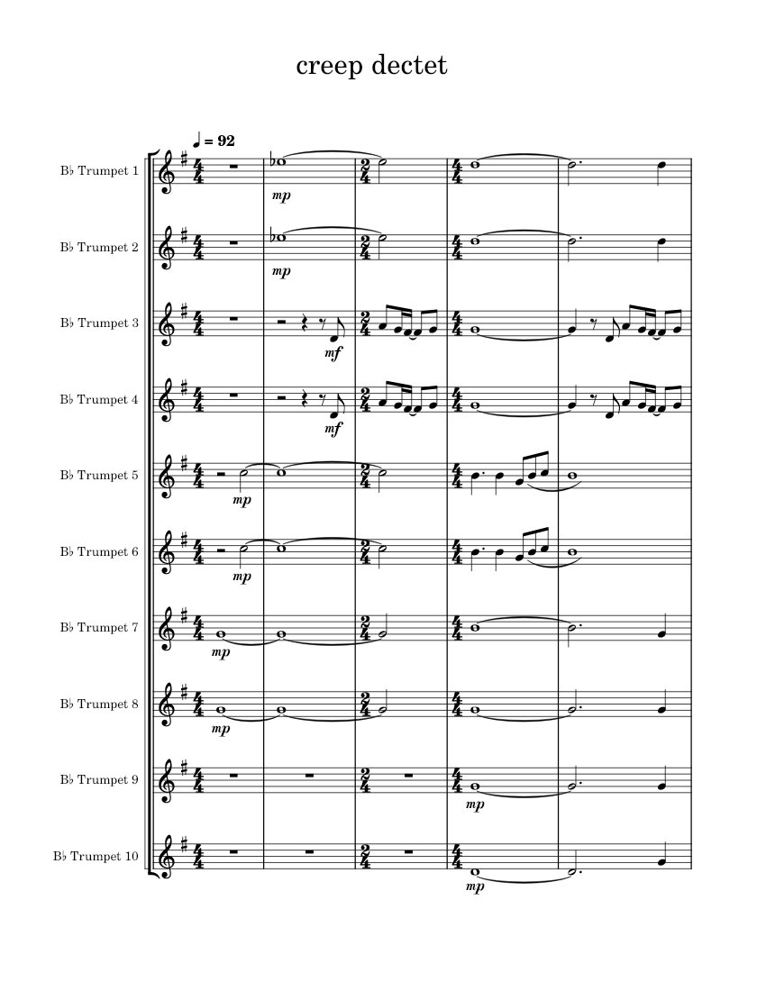 bluecoats creep dectet Sheet music for Trumpet in bflat (Brass