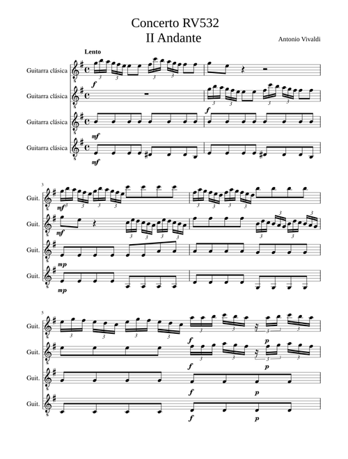 Vivaldi AndanteConcertoMandolins RV532 arr4guit