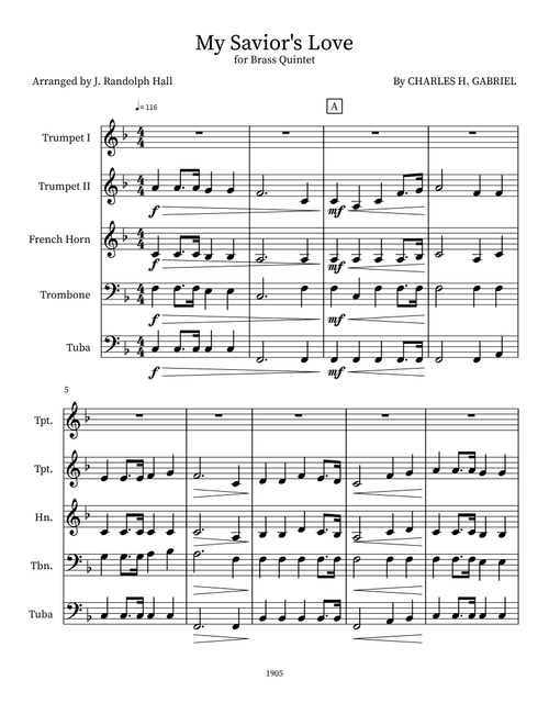 My Savior's Love (Arr. J. Randolph Hall) - Charles H. Gabriel (Small Ensemble)