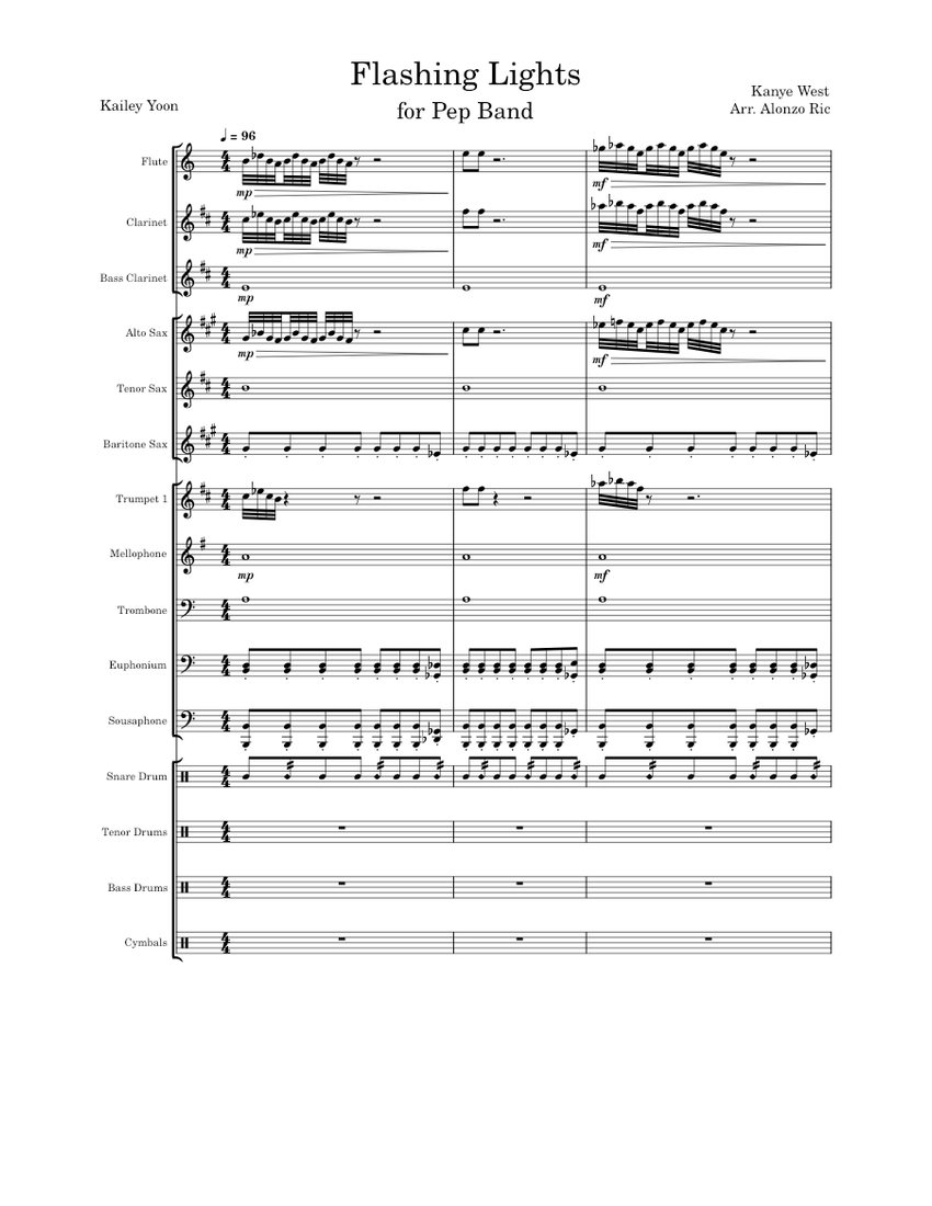 Flashing lights Kanye West Sheet music for Trombone, Flute,