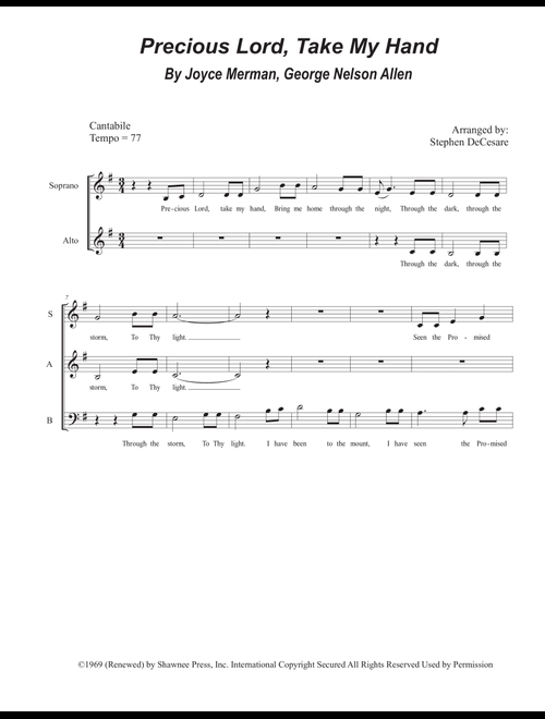 Precious Lord Take My Hand (Arr. Stephen DeCesare) - Joyce Merman, George Nelson Allen (Choral, SAB)