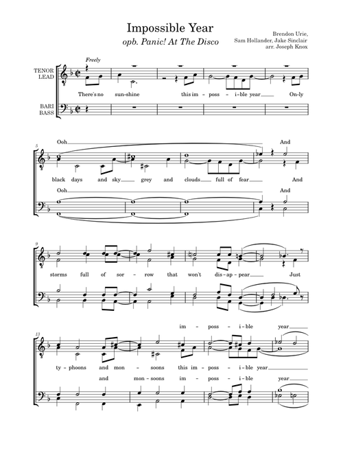 Impossible Year – Panic! At the Disco (TTBB barbershop)