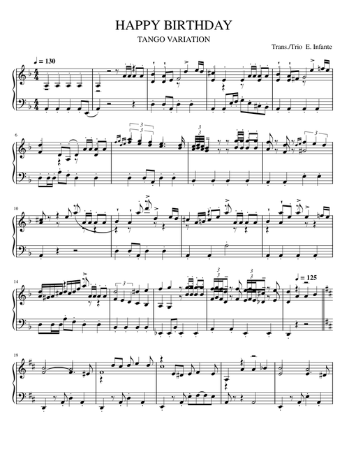 Happy Birthday – Unknown author Happy Birthday – Piano HAPPY BIRTHDAY TANGO VARIATION
