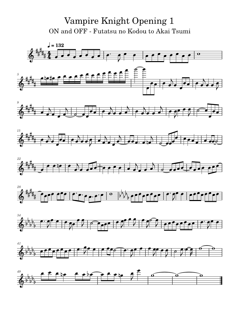 Vampire Knight Opening 1 Sheet music for Flute (Solo)